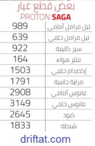 أسعار قطع غيار بروتون ساجا 2020