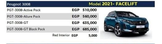 سعر بيجو 3008 موديل 2021 في مصر