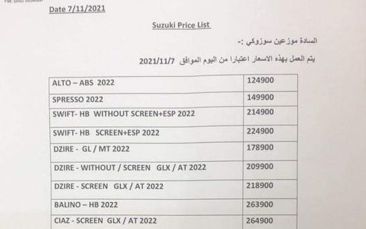 اسعار سوزوكي موديل 2022 في مصر